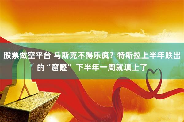 股票做空平台 马斯克不得乐疯？特斯拉上半年跌出的“窟窿” 下半年一周就填上了