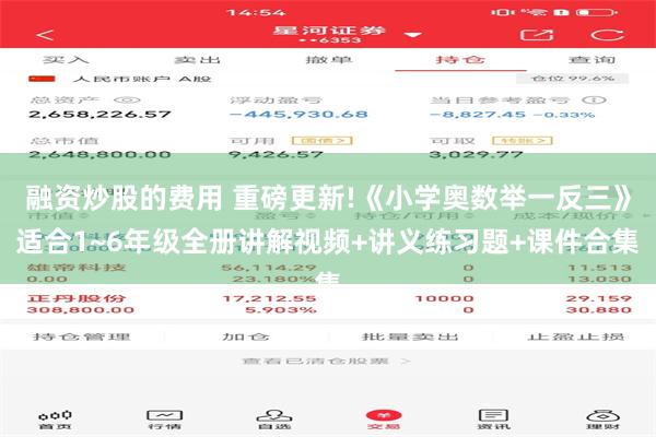 融资炒股的费用 重磅更新!《小学奥数举一反三》适合1~6年级全册讲解视频+讲义练习题+课件合集