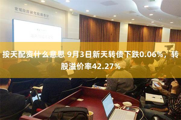 按天配资什么意思 9月3日新天转债下跌0.06%，转股溢价率42.27%