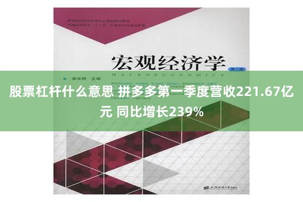 股票杠杆什么意思 拼多多第一季度营收221.67亿元 同比增长239%